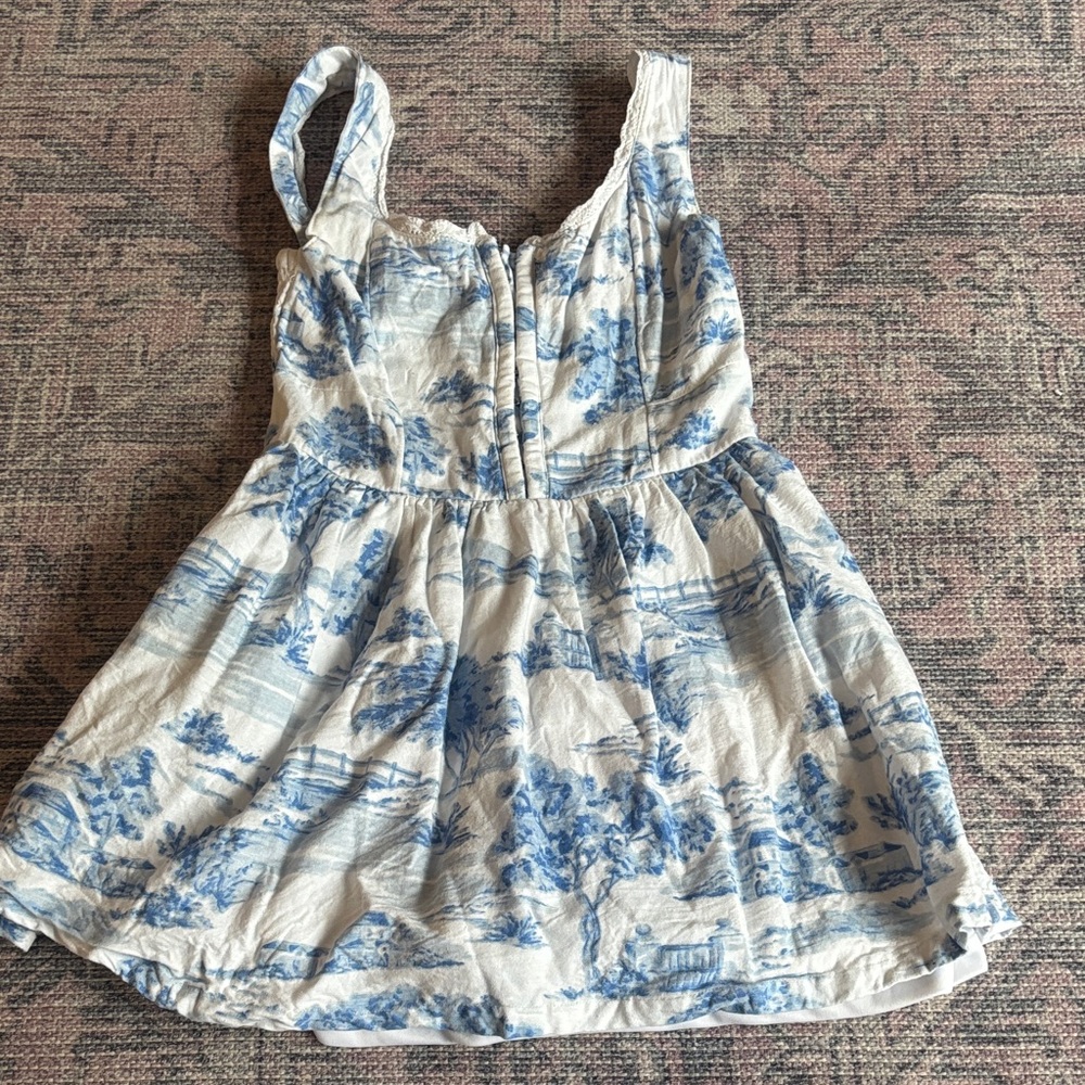 Japna Blue and White Casual Kids Dress